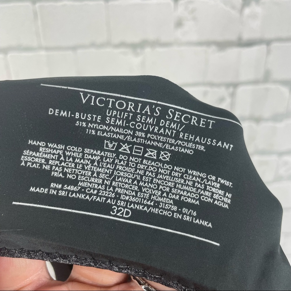 Victoria’s Secret T-Shirt Uplift Semi Demi Black Metallic Marled Push-up Bra 32D - Picture 9 of 10